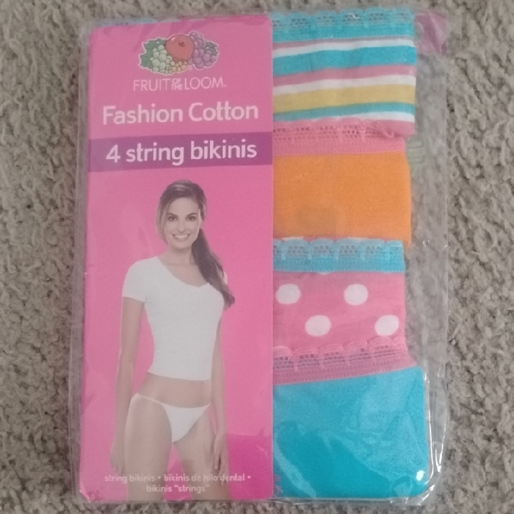 Fruit of the Loom Colorful Cotton String Bikinis